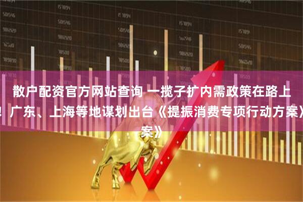 散戶配資官方網(wǎng)站查詢 一攬子擴內需政策在路上！廣東、上海等地謀劃出臺《提振消費專項行動方案》